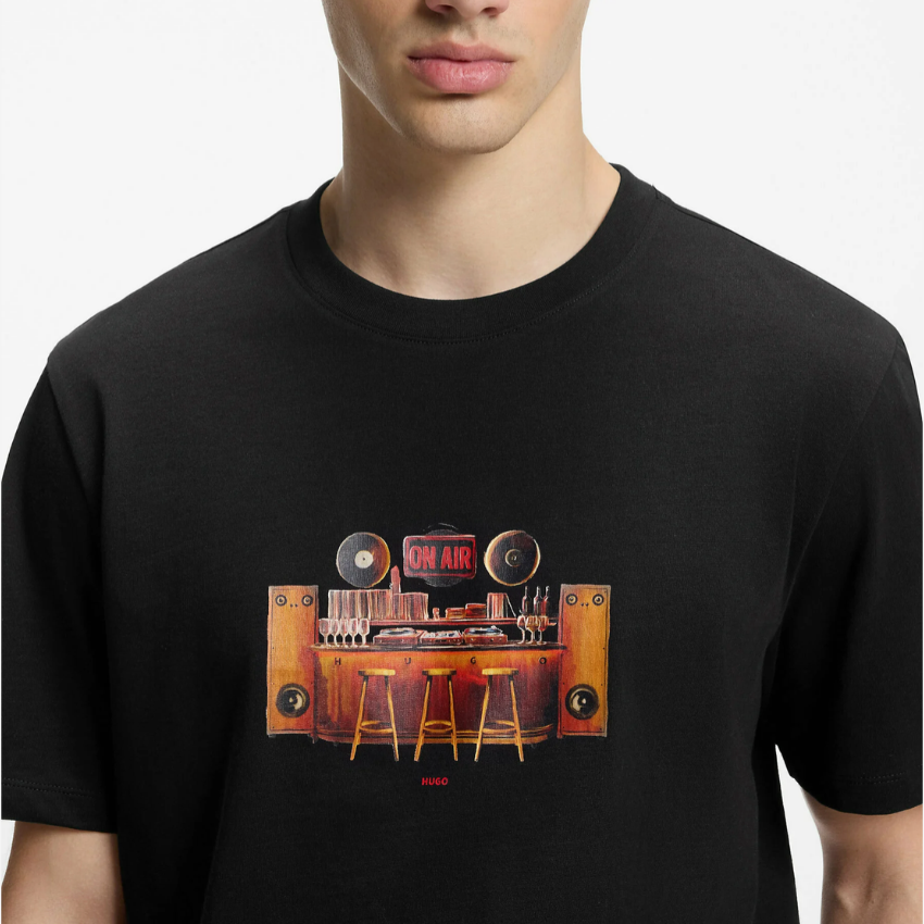 HUGO DURECTEE MEN'S BLACK PRINT T-SHIRT Hugo Boss