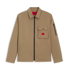 HUGO EMMOND MEN'S BEIGE COTTON ZIP OVERSHIRT Hugo Boss