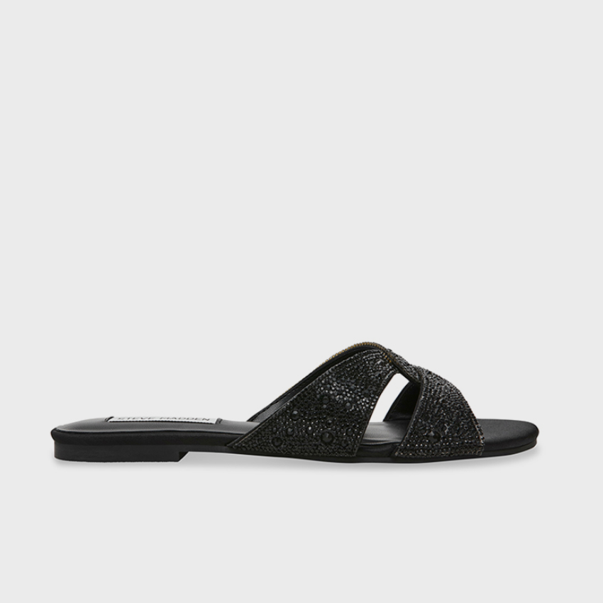 Steve Madden Musa Black Flat Sandals Steve Madden