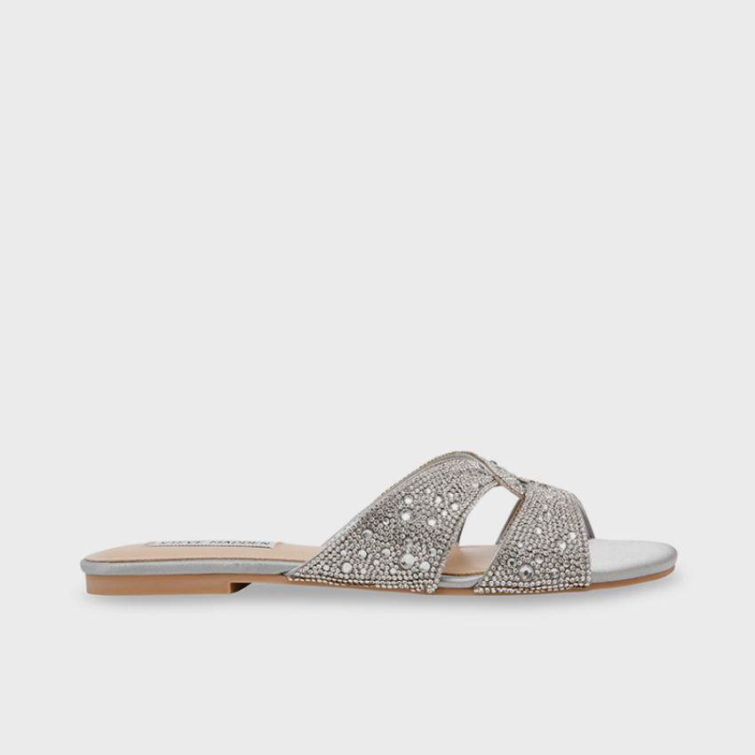 Steve Madden Musa Silver Flat Sandals Steve Madden
