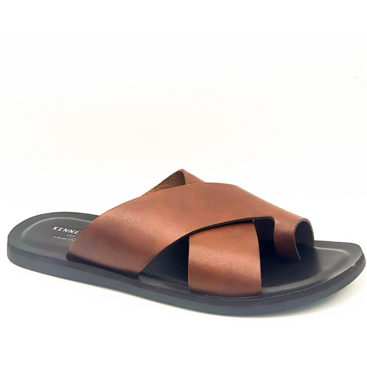 Kenneth Cole Men Shoes-Ideal Leather Sandal with Techni-Cole COGNAC