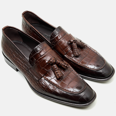 Roberto Cavalli Men Shoes-Embossed-Crocodile Leather