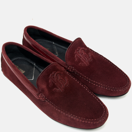 Roberto Cavalli Men Shoes-Red Suede Logo