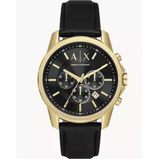 Armani Exchange Chronograph Black Leather Watch AX7133
