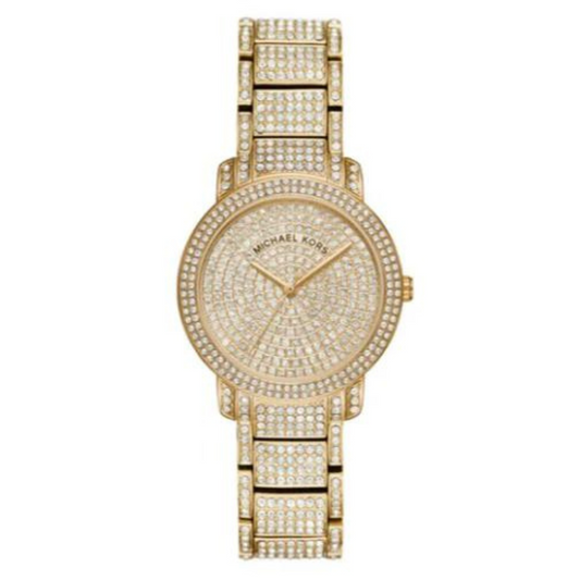 Michael Kors Glitz Gold Stainless Steel Gold Dial Quartz Watch for Ladies - MK6547