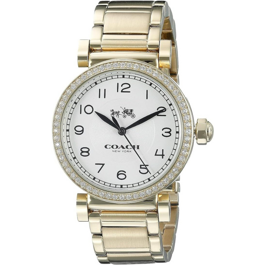 Coach Women's Madison Fashion 36mm White/Gold Plated Bracelet Watch