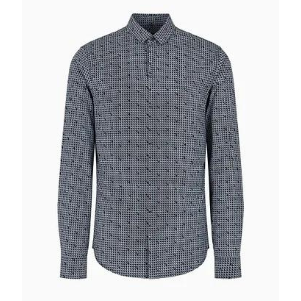 ARMANI EXCHANGE Patterned shirt with pointed collar