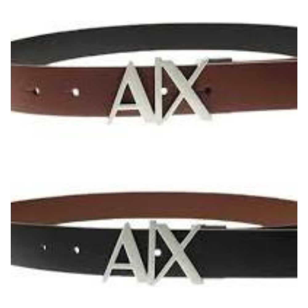 ARMANI EXCHANGE, Leather belt with logo metal buckle