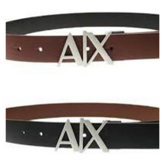 ARMANI EXCHANGE, Leather belt with logo metal buckle