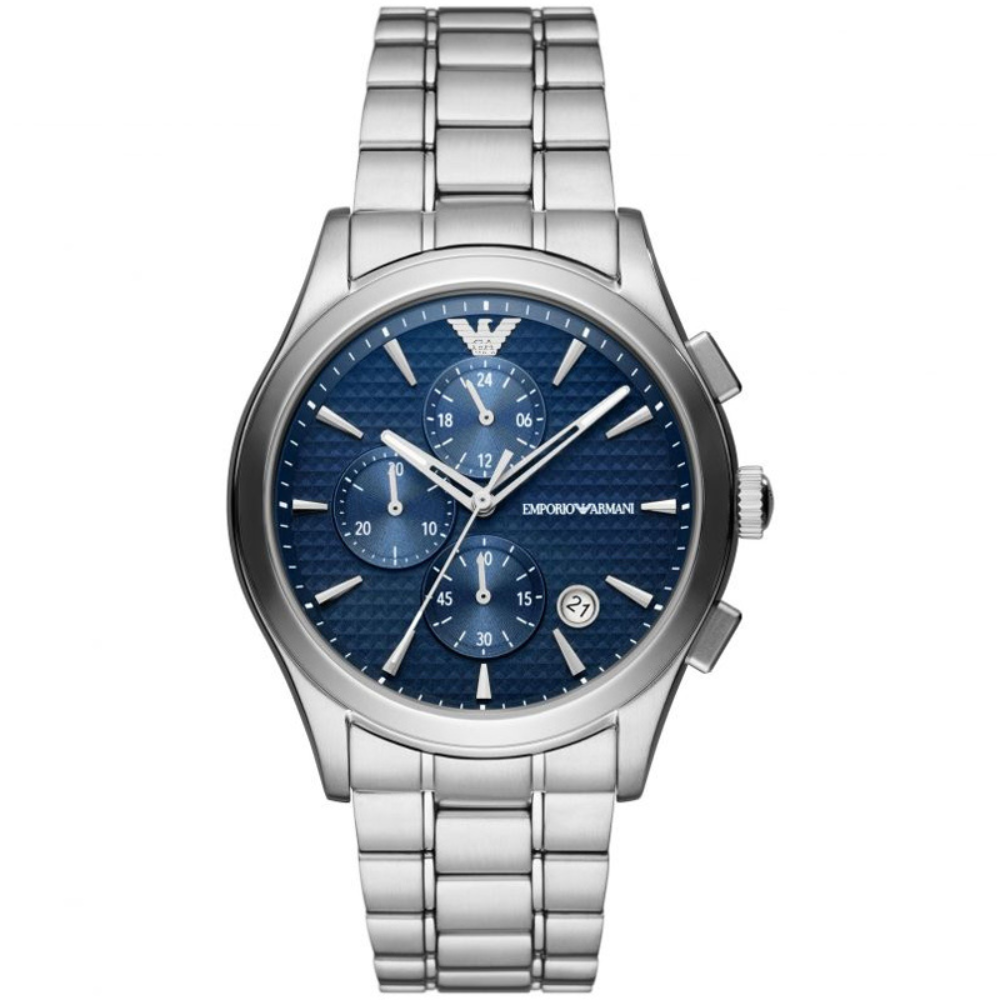 Emporio Armani Men’s Quartz Silver Stainless Steel Blue Dial Watch AR11528