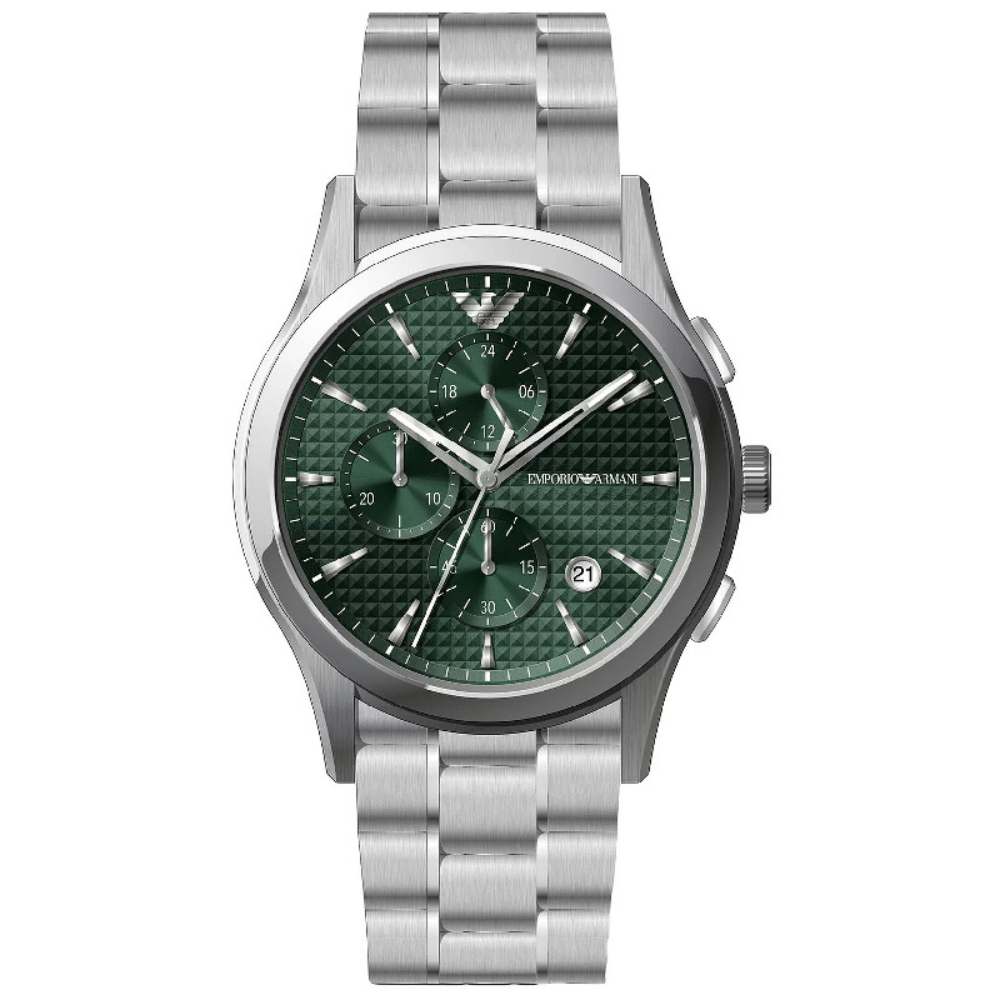 Emporio Armani Men’s Quartz Silver Stainless Steel Green Dial Watch AR11529