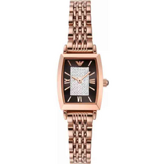 Emporio Armani Women’s Quartz Stainless Steel Brown Crystal Pave Dial Watch AR11407