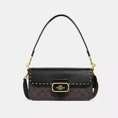 Coach Morgan Shoulder Bag In Colorblock Signature Canvas With Rivets