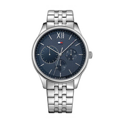 Tommy Hilfiger Damon Silver Stainless Steel Blue Dial Quartz Watch for Gents