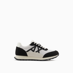 Armani Exchange Sneakers in eco-suede, mesh and nylon Off-White/Black