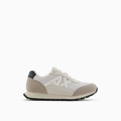 Armani Exchange Sneakers in eco-suede, mesh and nylon Taupe/Off-White