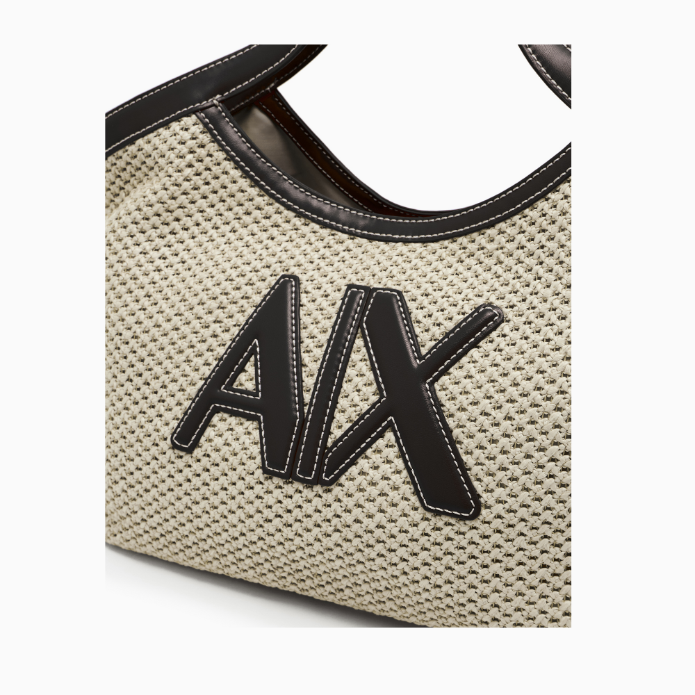 Armani Exchange Woven fabric handbag with logo