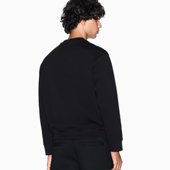 Armani Exchange Men’s Black Crewneck Cotton Sweatshirt – Black Diagonal Gold