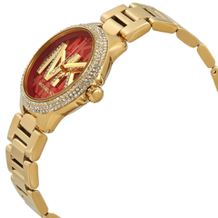 Michael Kors Camille MK7196 Women?s Analog Watch ? Red Dial & Gold Steel Strap