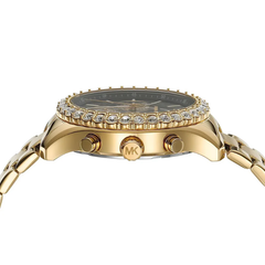 Michael Kors Berkley MK7414 Women?s Chronograph Watch ? Black Dial, Gold Steel Strap