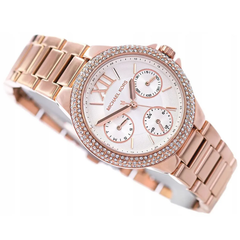 Michael Kors Camille MK6845 Women?s Multifunction Watch ? White Dial, Rose Gold Steel Strap
