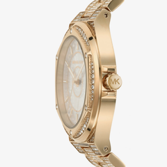 Michael Kors Lennox MK6991 Women?s Crystal Accent Watch ? White Dial, Gold Steel Strap