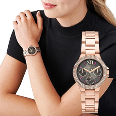 Michael Kors Camille MK6983 Women?s Chronograph Watch ? Grey Dial, Rose Gold Steel Strap
