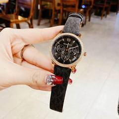 Michael Kors Tibby MK6968 Women?s Multifunction Watch ? Black Dial, Black Leather Strap