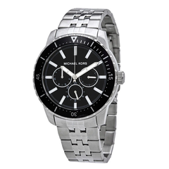 Michael Kors Cunningham MK7156 Men?s Multifunction Watch ? Black Dial, Silver Stainless Steel Strap