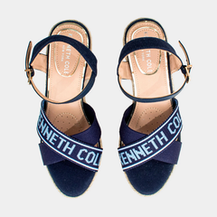 Kenneth Cole Women's platform shoes ocean embroidery wedge Navy Kenneth Cole