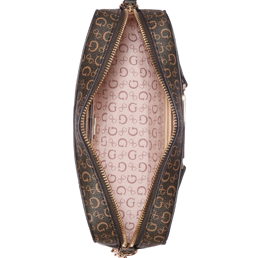 GUESS Perrez Mini Crossbody Top Zip Bag– Brown (BRM) Guess