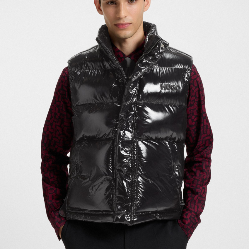 Hugo Boss Water-repellent gilet in gloss fabric Black