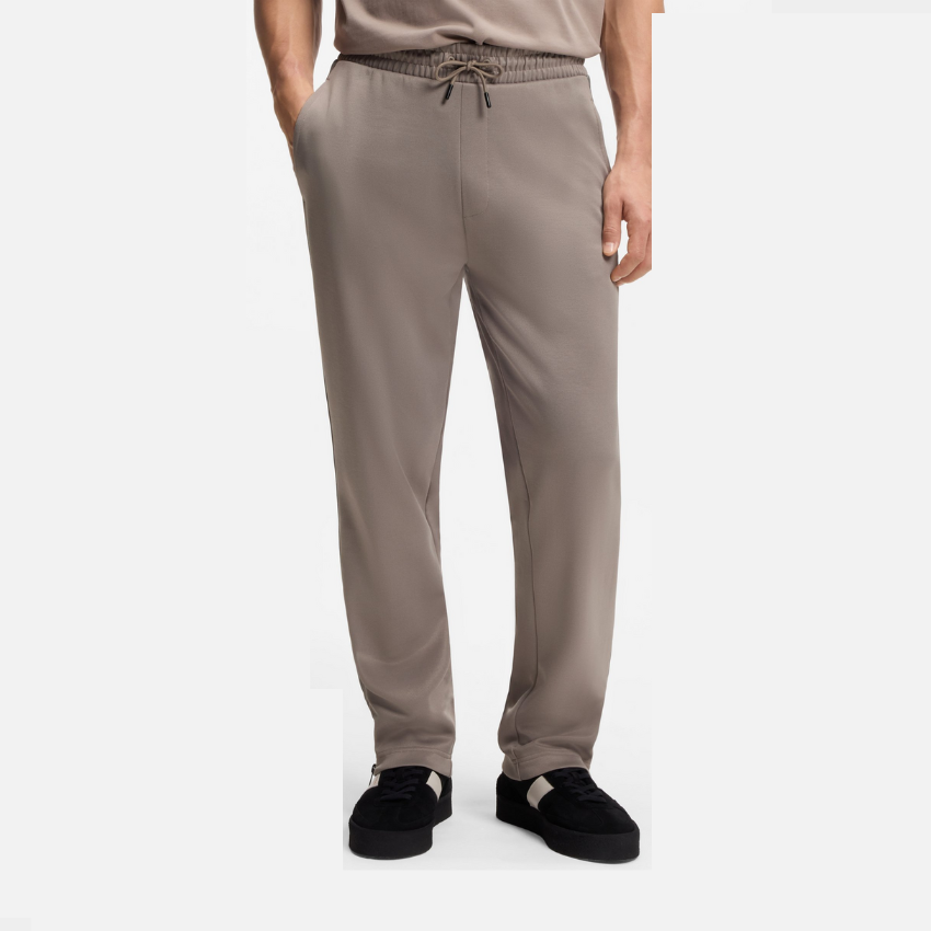 HUGO Relaxed-Fit Tracksuit Bottoms with Logo Tape – Medium Grey
