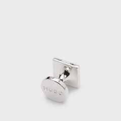 Square Black Enamel Cufflinks with Logo