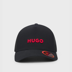 HUGO Cotton-Twill Cap with Mesh Panels | Black