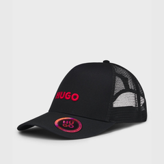 HUGO Cotton-Twill Cap with Mesh Panels | Black