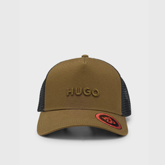 HUGO Cotton-Twill Cap with Mesh Panels | Medium Grey