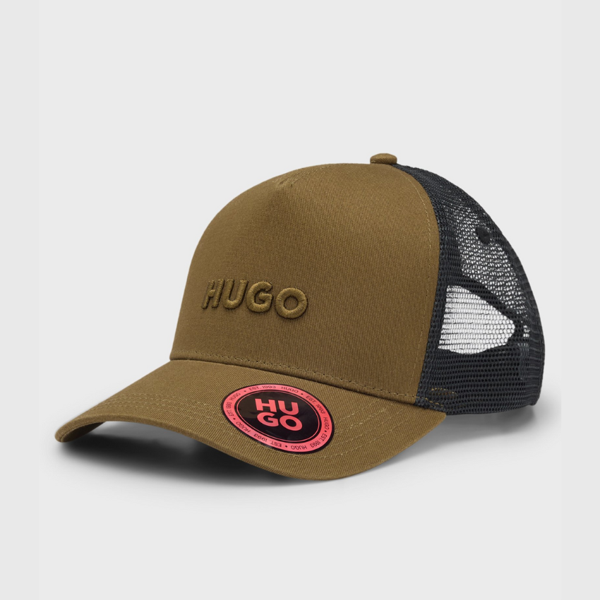 HUGO Cotton-Twill Cap with Mesh Panels | Medium Grey