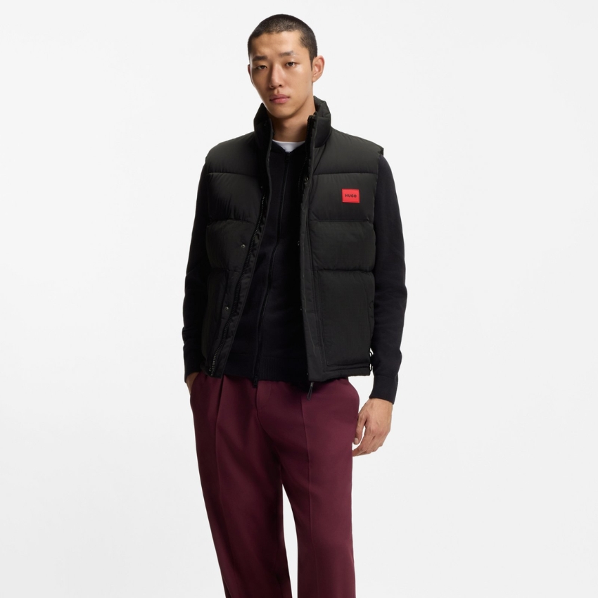 Hugo Boss Water-repellent gilet in gloss fabric Black Hugo Boss