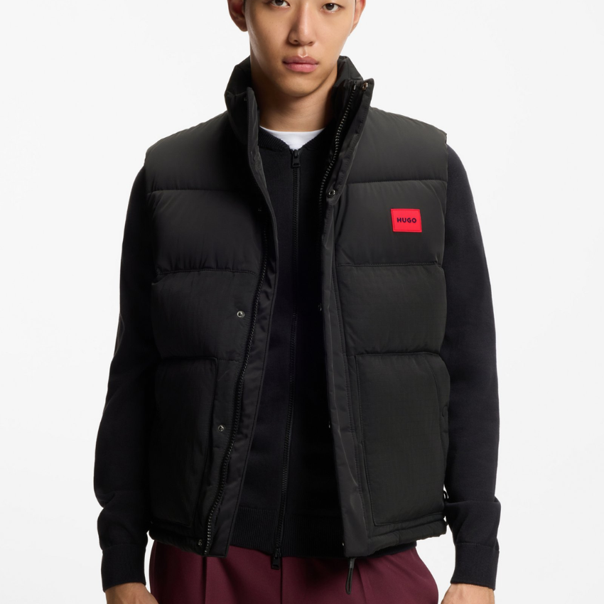 Hugo Boss Water-repellent gilet in gloss fabric Black Hugo Boss