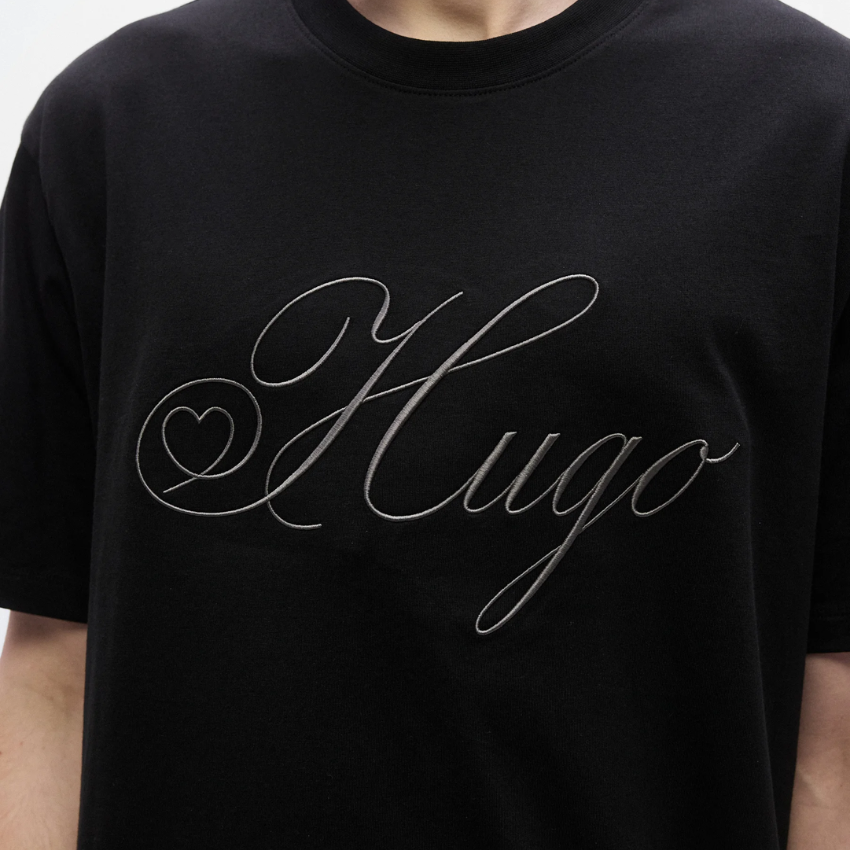 HUGO DALENT Print T-Shirt | Black Hugo Boss