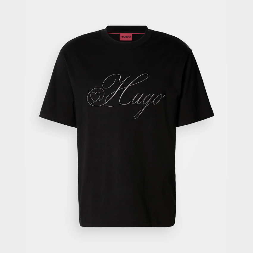 HUGO DALENT Print T-Shirt | Black Hugo Boss