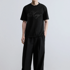 HUGO DALENT Print T-Shirt | Black Hugo Boss