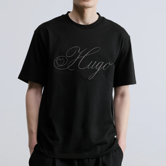 HUGO DALENT Print T-Shirt | Black Hugo Boss