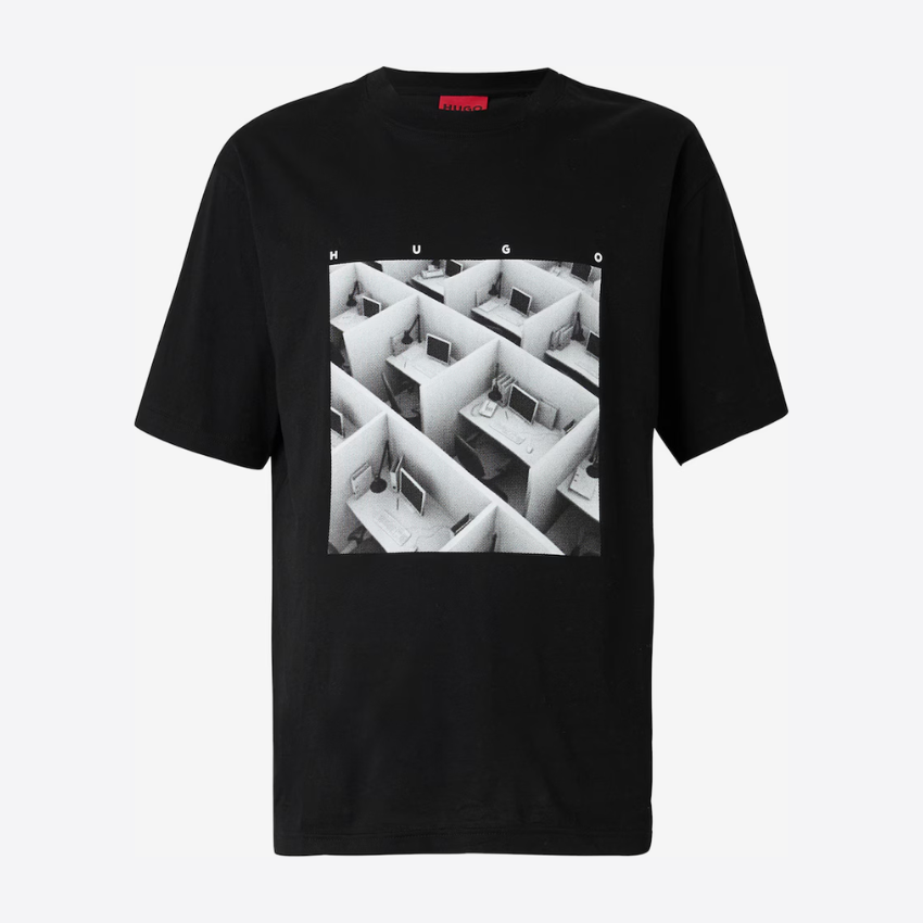 HUGO Dodger Motif Print T-Shirt - Black Hugo Boss