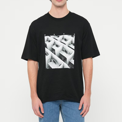 HUGO Dodger Motif Print T-Shirt - Black Hugo Boss