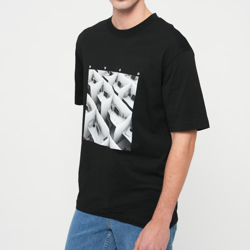 HUGO Dodger Motif Print T-Shirt - Black Hugo Boss