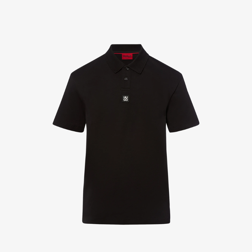 HUGO Deabono D Interlock Cotton Polo - Black Hugo Boss