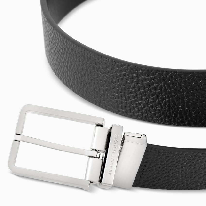 Armani Exchange Reversible Leather Belt with 2 Interchangeable Buckles Black/navy ARMANI EXCHANGE