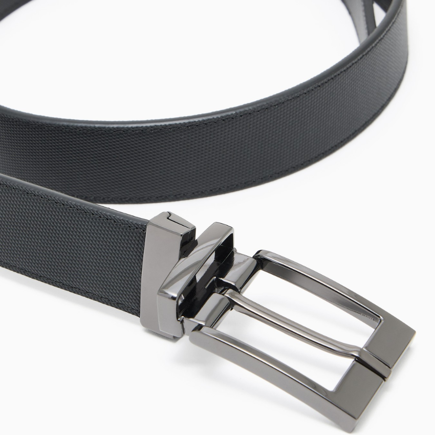 Armani Exchange Coated Leather Belt with Logo Buckle – Black ARMANI EXCHANGE